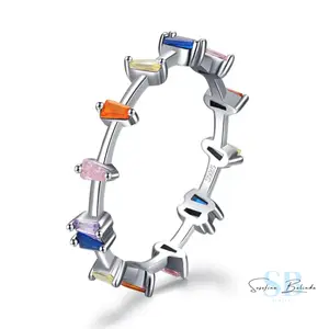 Rainbow Diamonds Sterling Silver Eternity Stacking Ring