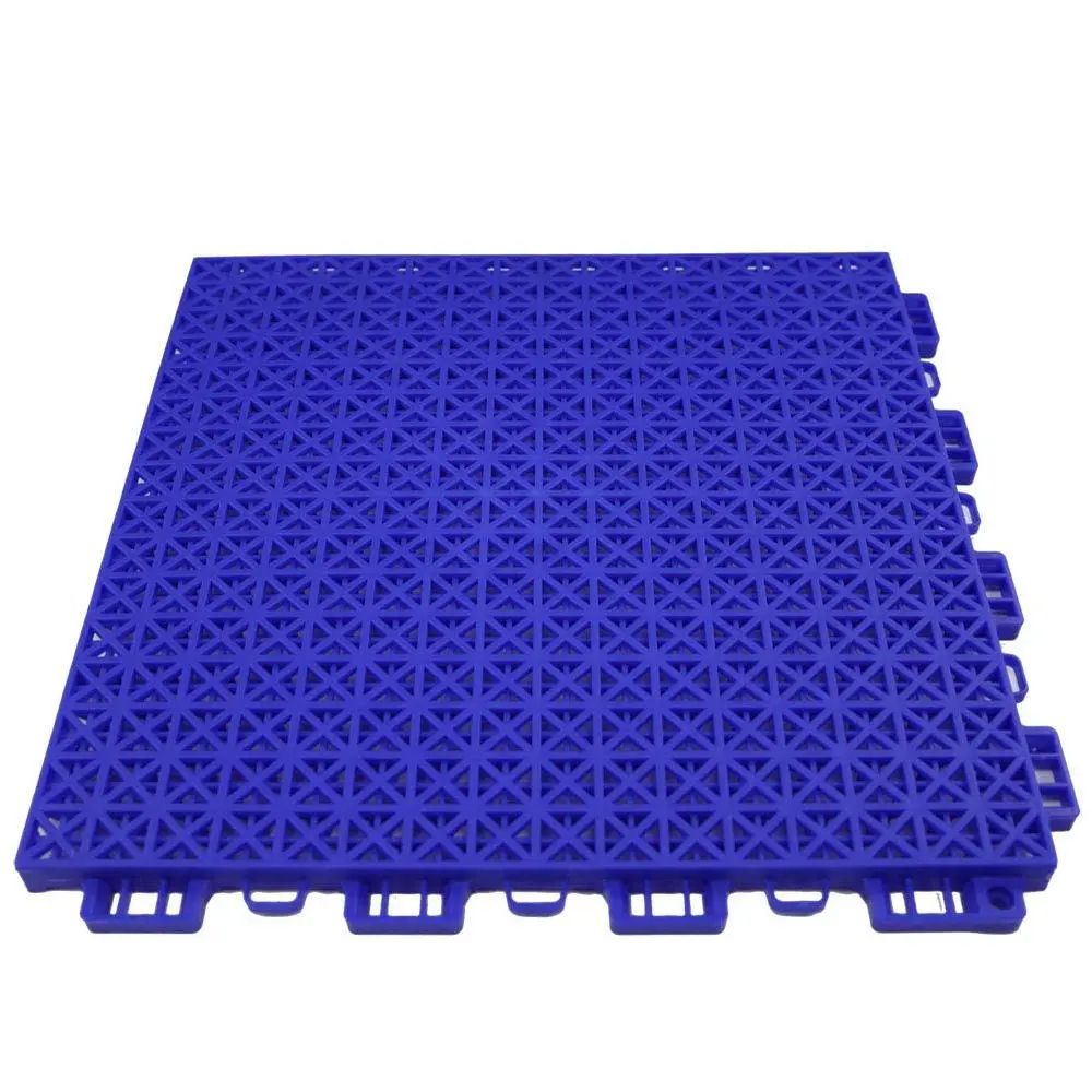 RevTime 24 pcs Interlocking Rugged Grip-Loc Deck Floor Tiles 12"x12"x5/8" Non-Slip with Drainage Holes Deck Flooring, Patio Floor, Swimming Pool Floor - Blue