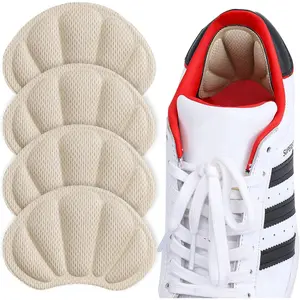 Back of Heel Cushion Inserts, Mesh Grips Pads for Boots Loose Shoes Too Big, Reusable Adhesive Heel Guards Liners for Women Men, Improve Shoe Fit, 4PCS Beige