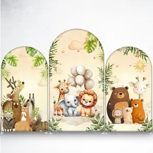 15-day Delivery Cute Woodland Animals Arch Backdrop Cover for Kids Birthday Party and Photo Booth Background