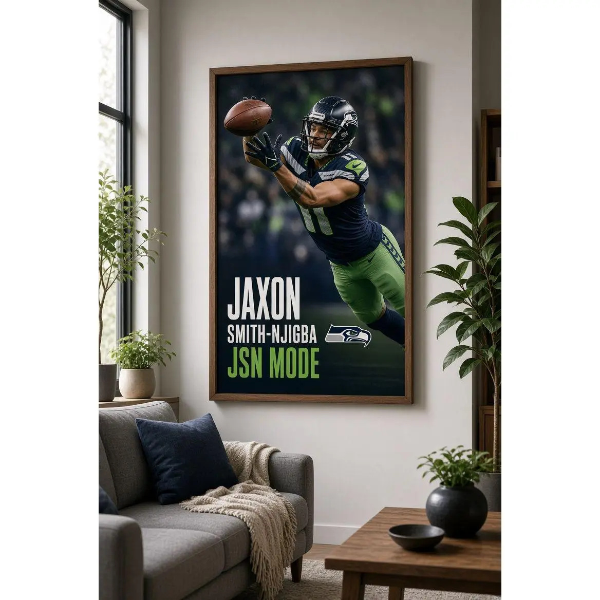 Jaxon Smith-Njigba Hardline Series Poster, Jaxon Smith-Njigba Signature Poster, Seattle Football Wall Art For Fans, Sport Gift For Men [UNFRAMED - PRINT ONLY]