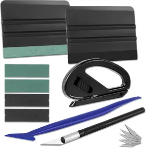 Tint Kit, Profession Car Wrap Kit with Felt Squeegee and Felt Replacements, Craft Knife and Blades, Safe Vinyl Cutter, Micro Squeegee for Vinyl Wrap Tools Tint Tools