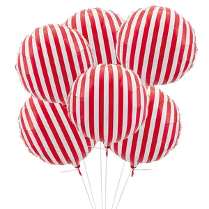 Red Striped 18" Mylar Balloons - 6 Pc.