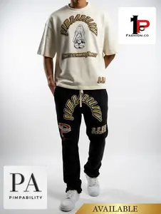 “ PIMPABILITY “ Designer Wear - Drop Crop Jogger Set: [ 00’CREAM OVA BLACK NOIR ] Limited Stock