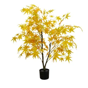 【Christmas Gift】Artificial Maple Tree, 3.9ft/4.9ft/5.9ft Tall Fake Potted Maple Tree With Planter, Large Faux Maple Branches Artificial Tree For Home Office Living Room Decoration-A