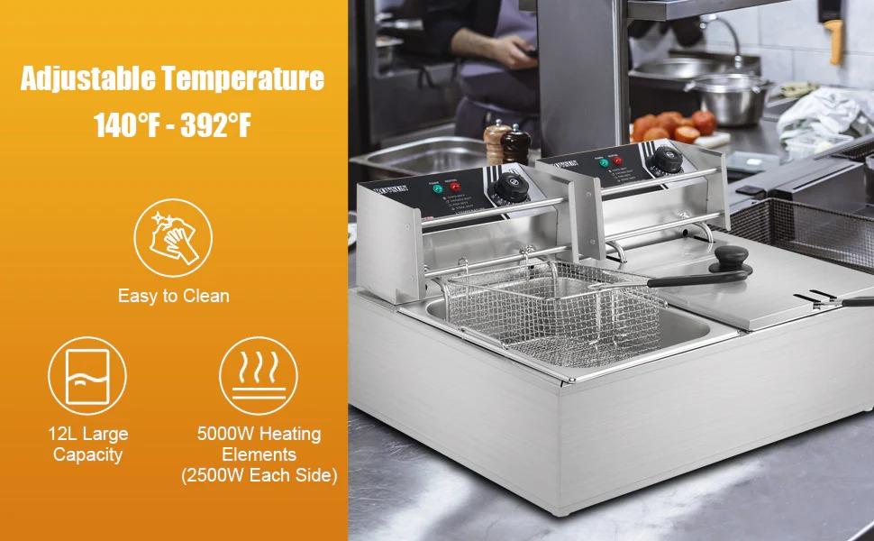 [ FLASH SALE ] ROVSUN 22.8 QT 110V 5000W Double Tank Electric Deep Fryer