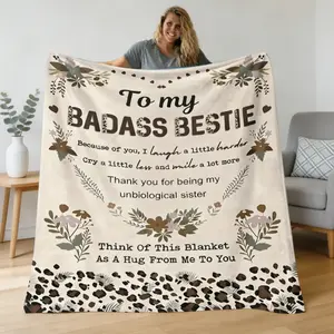 Sister BFF Flannel Blanket, Best Friend Gift Throw Blanket, Soft Cozy High-Definition Printed Blanket, Sofa Bed Travel Nap Blanket, Perfect Gift
