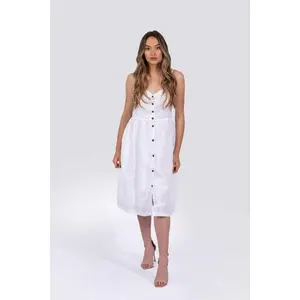 Everly Dress - White Casual Linen