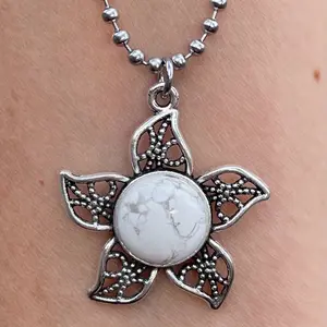 Howlite Natural Gemstone Star Necklace #handcrafted