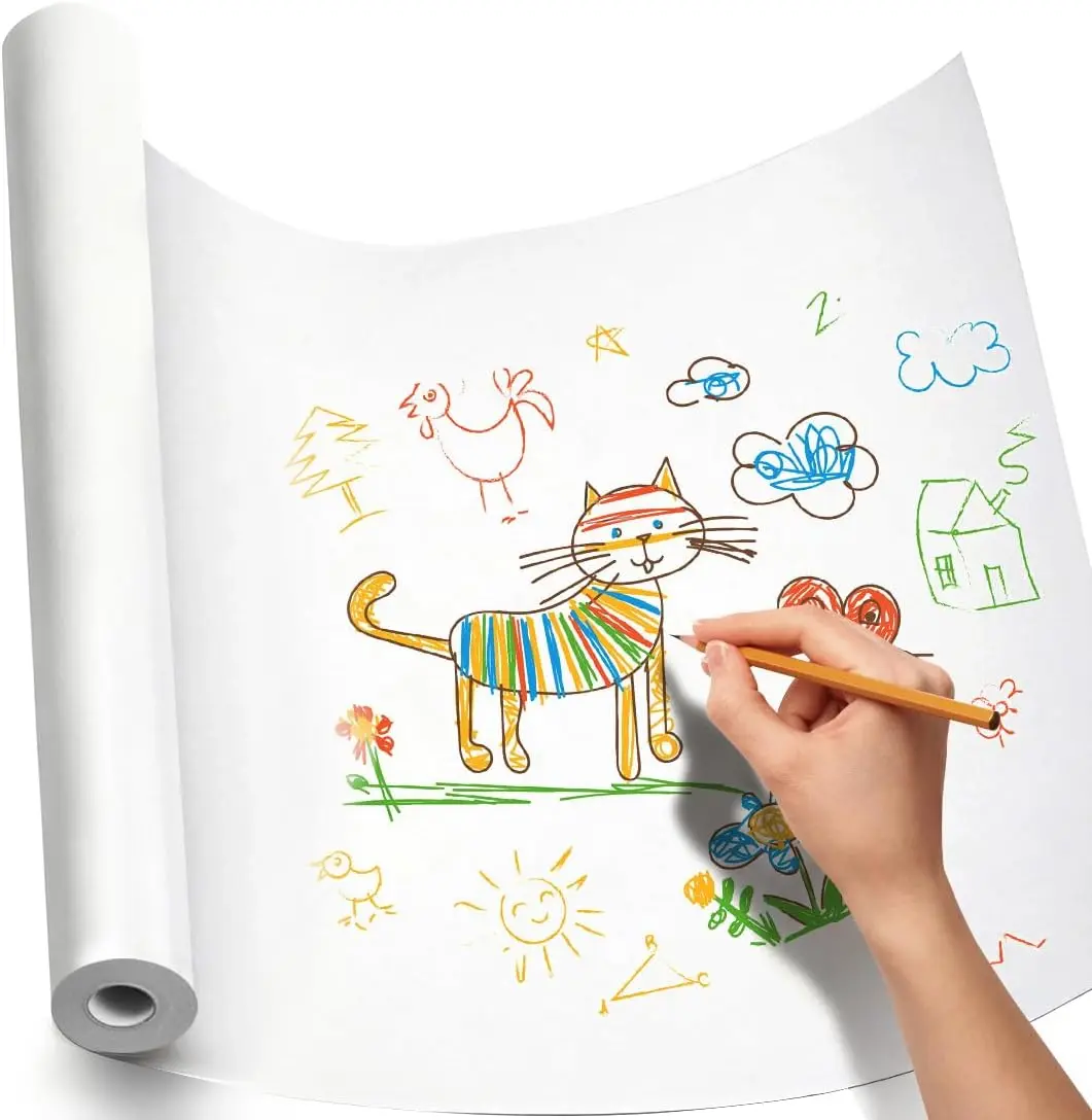 craft  Paper Roll 15" x 450" Kraft Paper White Easel Paper Roll for Moving Gift Wrapping Art Bulletin Board Paper Floor Covering Bouquet Flower Packing Painting Drawing Poster Chart Paper