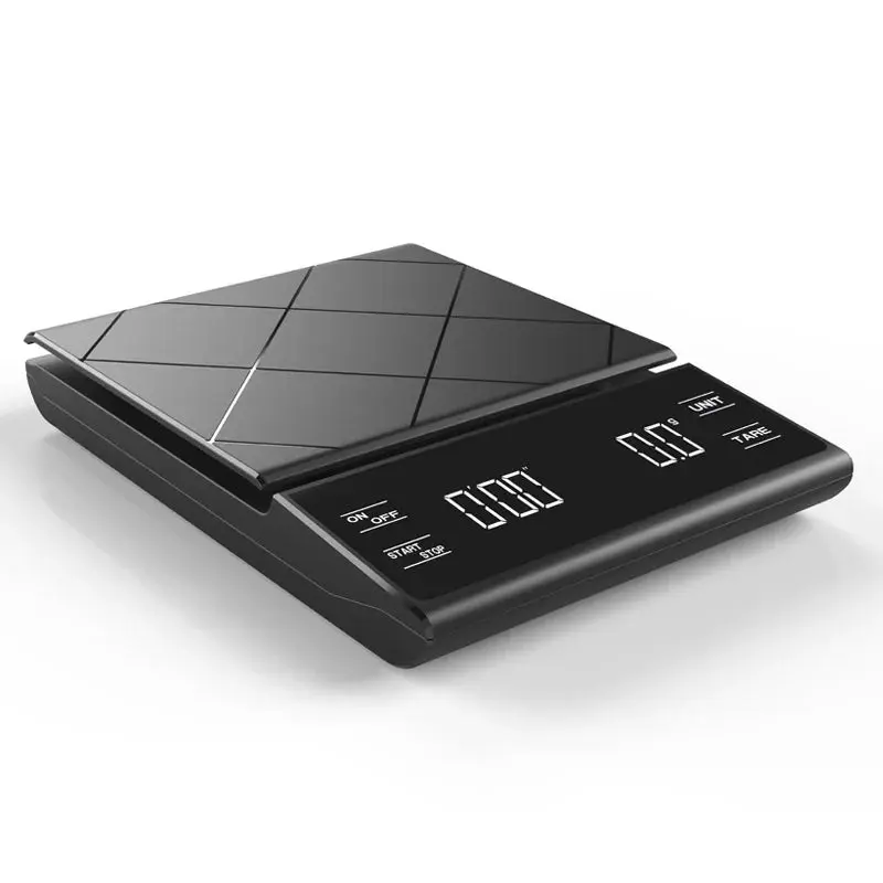 KitchenTour Smart Coffee Scale with Timer, Touch Display, Tempered Glass, Compact Design, 2kg Capacity, High Precision, Multi-Modes