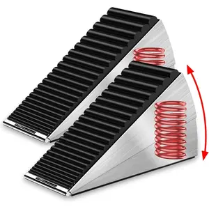 2 Pack Heavy Duty Door Stoppers for Bottom of Door, 3 Inches High Adjustable Spring Large Door Stop Wedge, Non-Slip Rubber Grip, Tall Metal Doorstop Suits , School, Carpet, Tile,