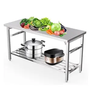 Stainless Steel Commercial Work Table, Heavy Duty Folding Prep Table with Adjustable Undershelf for Restaurant, Kitchen, Food Service, Space-Saving, No Installation Required