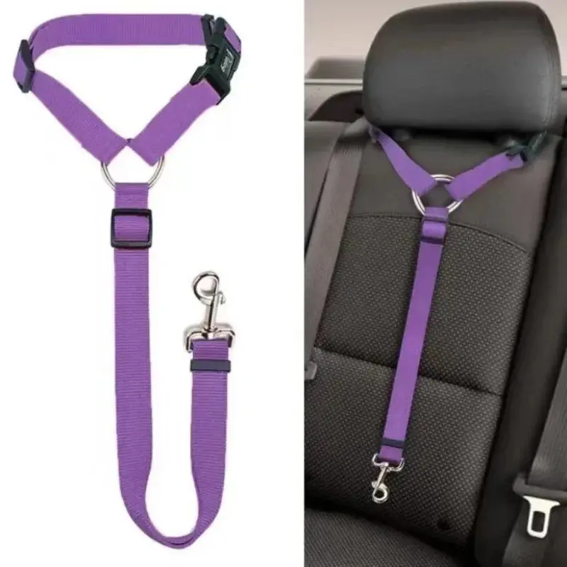 Pet Dog and Cat Safety Belt, Safety Gear, Adjustable Length Car Headrest Restraint Device, Car Seatbelt Harnesses for Travel, Comfortable, Durable, Protective & Secure Fit