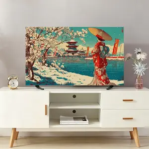 JIT 2D FLAT cherry blossom lady print, four seasons universal TV protective cover, suitable for LCD TV and other display devices, multi-size optional, beautiful and practical.