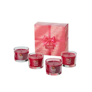 Yankee Candle Every Day Scented Votive Candle Gift Set, Sparkling Cinnamon, Red Apple Wreath, 1.3 OZ (Pack of 4)