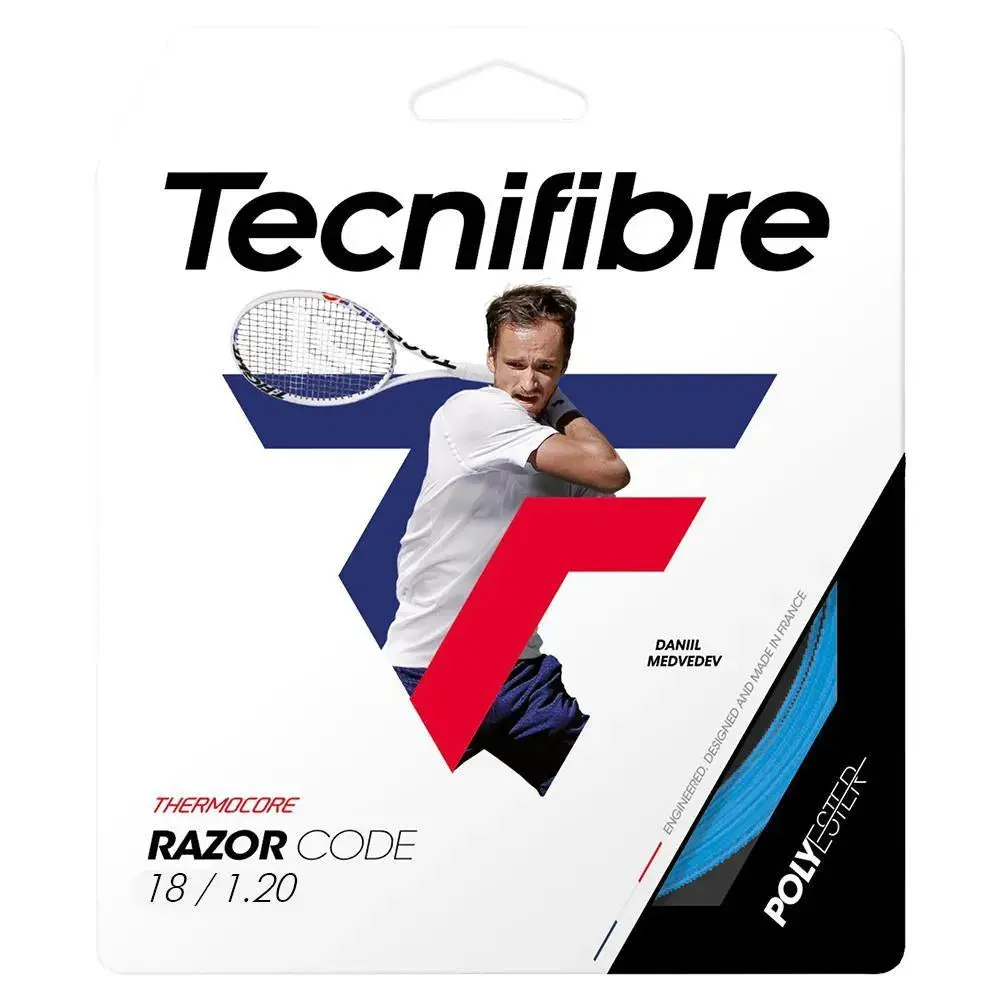 Polyester Tennis String for Topspin Play - Blue Monofilament Co-Poly, Absorbs Shock for Improved Dynamic Playability, 18G/1.20mm, Shock Absorb, More Power, Standard Gauge, Softens Under Tension, Thermocore Technology, Fiber