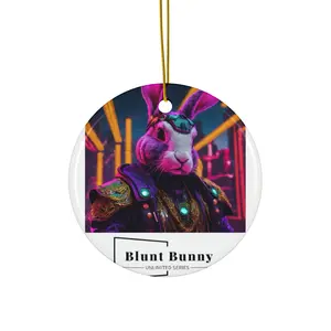 Ceramic Ornament, blunt bunny Design - Unique Christmas Decor, Holiday Gift, Rabbit Lover Keepsake, Tree Decoration, Easter Bunny Ornament