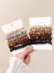 12-Piece Random Selection New High-Quality Satin Hair Ties, Versatile Large Bow Hair Rope, Essential Girls' Accessories for All Seasons