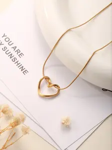 1PC Fashion Golden Color Stainless Steel Snake Chain Love Heart Pendant Necklace for Women Jewelry Gift Jewelry