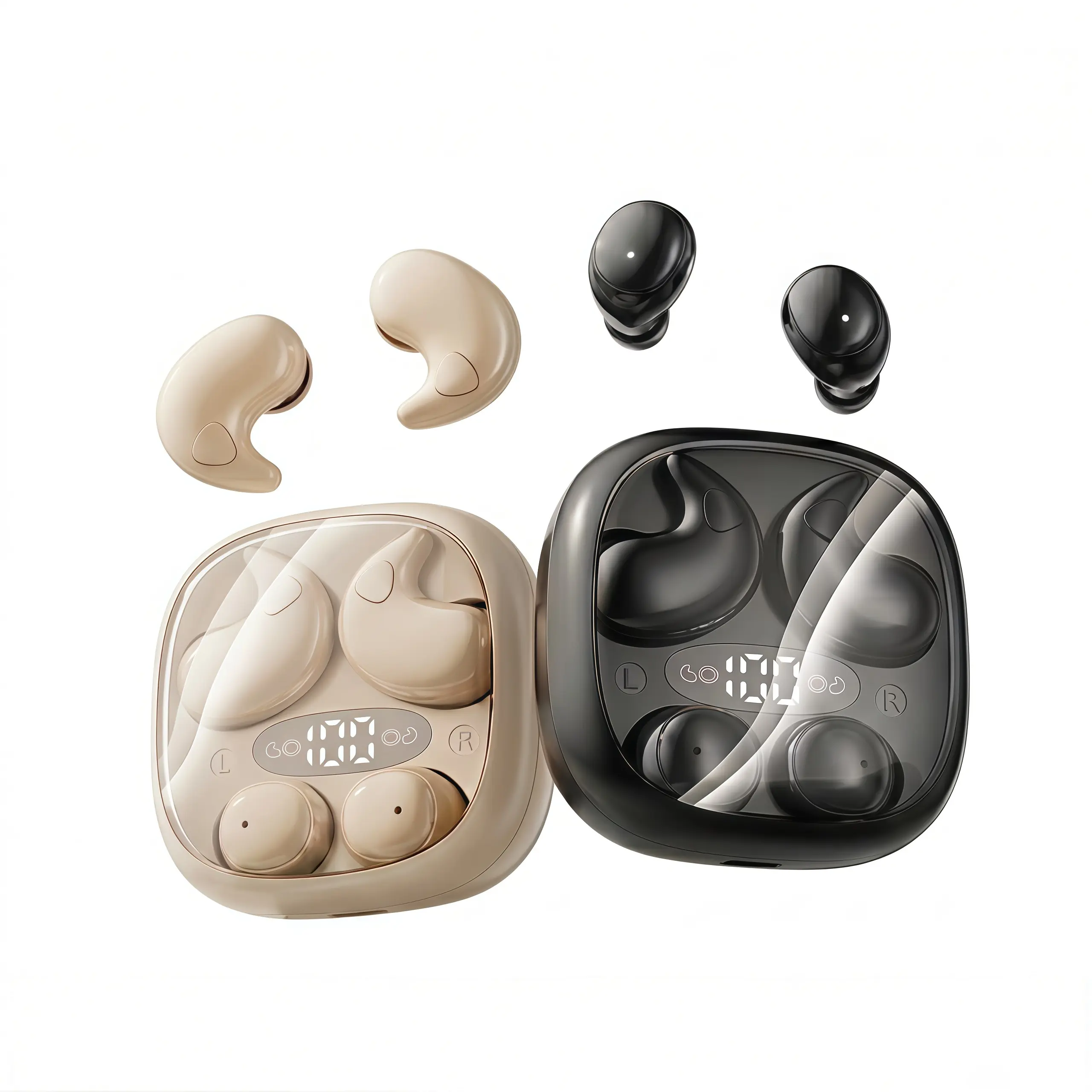 NextQube 2 Pairs Wireless Earbuds in 1 Charging Case, Mini Invisible Sleep Headphones for Side Sleepers with Digital Display, Bluetooth 5.4 Earphones for Running Workout, Tech Audio Gear Perfect Gift, Electronic, Gym