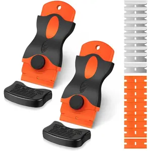 Razor  Scraper, 2-in-1 Scraper Tool with 10 count Metal  and 10 count Plastic , Multi-funtional Cleaning Razor Scraper for Stickers, Labels, Caulk, Adhesive,  Removal (2 Pack)