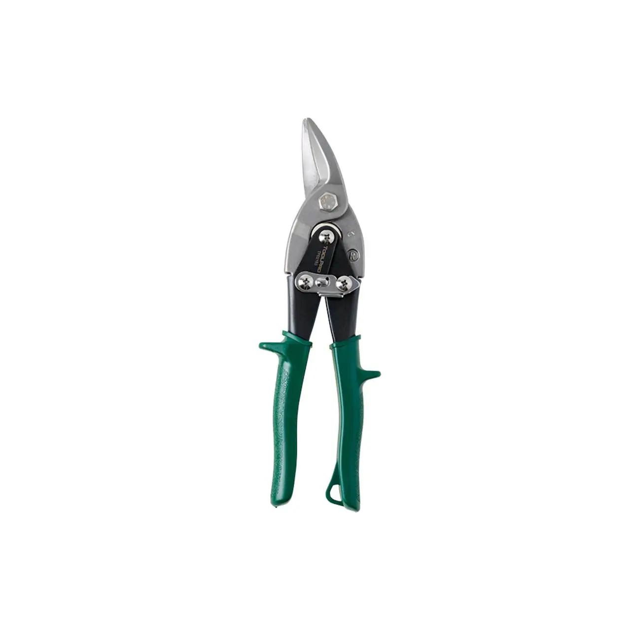 TOOLPRO Heavy Duty Aerospace Snips - Right Cut Serrated-Blade Metal Cutter Scissors, Green Grips, for Cutting Steel, Sheet Metal, Durable Hardware Hand Tool