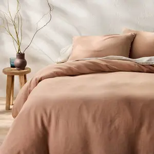 King Heavyweight Linen Blend Duvet Cover and Sham Set Light Adobe Clay - Casaluna