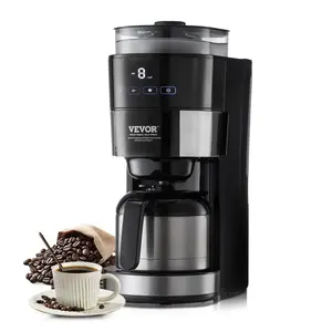 fathersdaygift VEVOR Coffee Maker with Grinder, 8 Cup Programmable Coffee Machine, Grind and Brew Coffee Maker with 24-Hour Timer for Auto Brew, Reusable Filter, for Home Office Restaurant