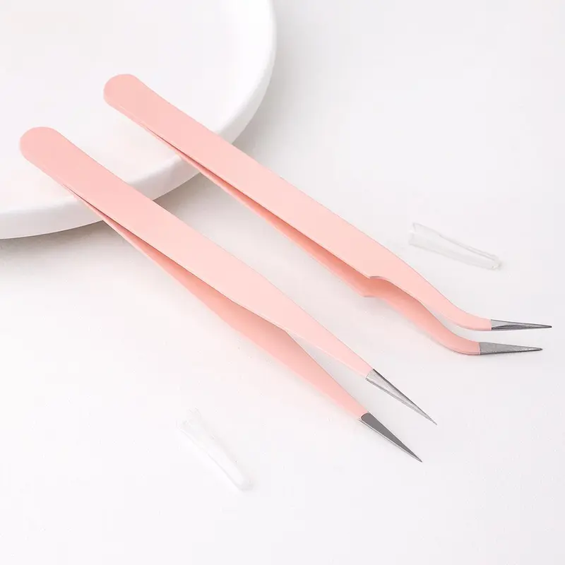 Eyelash Tweezers Set, 2 Counts/set Multifunctional Stainless Steel Eyelash Tweezers, Eyelash Extension Tweezers, High Precision Eyelash Tools, Makeup Tools for Women, Beauty equipment, Daily Beauty Accessories