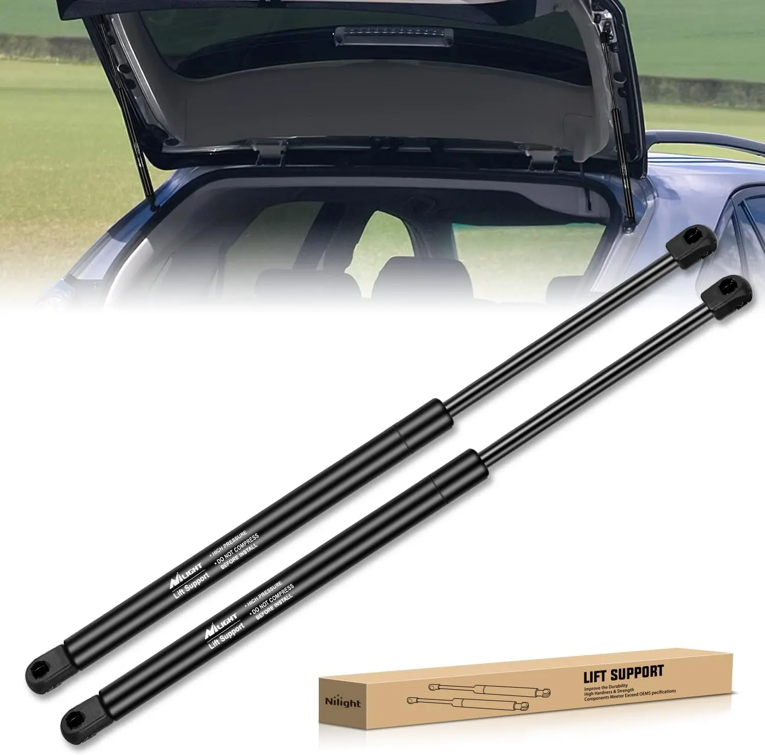 Nilight 2pcs 23in Nitrogen Gas Rear Hatch Struts - 6756, 15.8in High-Strength Replacement Tailgate Lift Supports with Screwdriver for Lexus RX350/RX450h 2010-2015, Car Body Repair Tool (80,000 Openings/Closings, 45,000 Fatigue Tests)