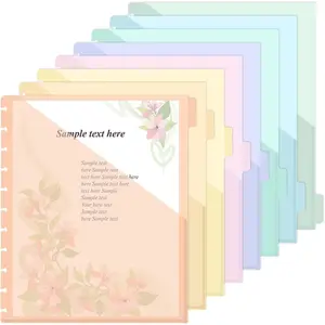 8 count Discbound Pocket Dividers 8.5 x 11 Dividers with Tabs and Pockets Discbound Pocket Folders Letter Size Binder Divider Plastic Disc Planner Supplies for Business School Office(Macarons)