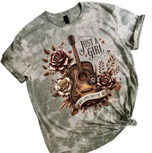 Just A Girl Who Loves Country Music Sublimation Bleached Tee