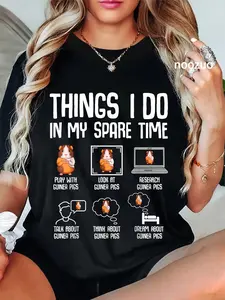 100% Cotton THINGS IDO IN MY SPARE TIME Guinea Pig men Women T-Shirt