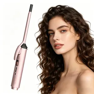 3/8 Inch Skinny Curling Iron, 9mm Ceramic Mini Barrel Wand for Tight Curls, Adjustable Temperature, Dual Voltage, Fast Heating Hair Curler for Short & Long Hair