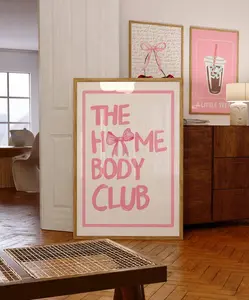 Unframe Homebody Club Wall Print Art Pink Girly Coquette Poster Trendy Aesthetic Apartment Decor Girls Room Funky Poster