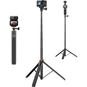 53.5"  Action 6 Selfie Stick Tripod for   Nano/Action 6,  Atto, 2-in-1 Extendable Handle Grip w Quick-Release Adapter, Extension Rod/Travel Vlogging Stand/Accessory for Video Recording