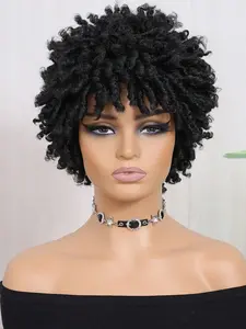 Short Dreadlock Wig For And Men Afro Faux Locs Dreads Wig Heat Resistant Short Braided For Women Afro Kinky Wigs Synthetic Hair Wigs Synthetic Braided Wig Heat Friendly Wig