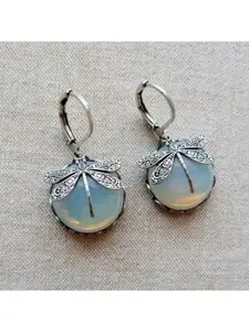 Vintage Fashion Women's Earrings, Artificial Moonlight Dragonfly Design, Elegant Jewelry Accessory for Daily Wear & Special Occasions