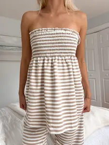 Striped Flowy Tube Top Set