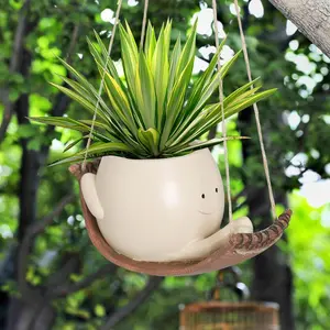 Hammock Vase - Hanging Plant Pot with Smiling Face Design for Outdoor Garden Decor