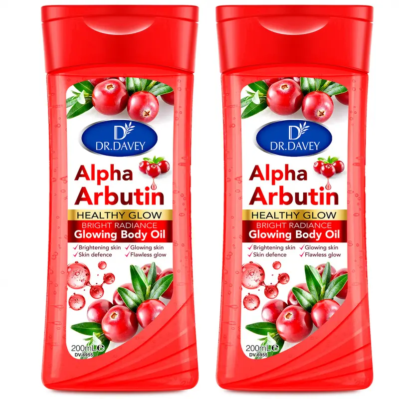 2PCS 200ml DR.DAVEY Alpha Arbutin Body Oil Glow Body Oil Body Oil for Skin Care, Hydration, Hydrating, and Moisturizing, Suitable for All Seasons, Large Capacity for Full Body Use for Body, Face, Hand,Foot, Lip, Eye,travel