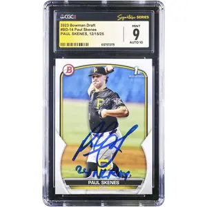 Paul Skenes Pittsburgh Pirates Autographed 2023 Topps Bowman Draft 1st Bowman #BD-14 CGC Authenticated 9/10 Card with "24 NL ROY" Inscription - Fanatics Authentic Certified