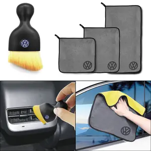 Car Interior Cleaning Soft Brush Dust Removal Tool, Microfiber Towel, Car Detailing Brushes, Car Detailing Tools for Washing, Cleaning, Drying, Car Detailing Products, Suitable for Volkswagen VW GTI Golf Polo Passat Scirocco Jetta Tiguan CC Touareg Beetle