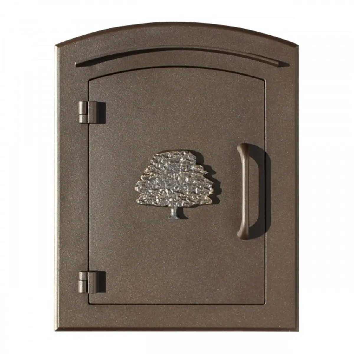 QualArc MAN-1404-BZ 14 in. (14" x 16" x 12") Bronze Cast Aluminum Non-Locking Column Mount Mailbox, Decorative Oak Tree Logo, Address Plaque, Mailbox Insert, Water Resistant, Weatherproof, 7-Day Hold