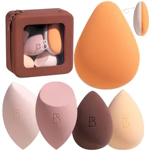 5PCS Makeup Sponge Set – 4 Ultra-Soft Beauty Blenders, 1 Large Dual-Use Powder Puff with Premium Silicone Storage Case