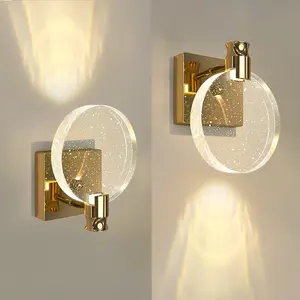 Modern LED Crystal Wall Lamp, Silver Color, Creative Bubble Crystal, Decorative Light for Bedroom, Dining Room, Study, Guest Room