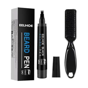 Men’s Beard Filler Pencil with Brush, Waterproof Long Lasting Beard Shaper Pen, Natural Coverage Beard Grooming Tool, Ideal Fathers Day Gifts for Husband and Dad (Black)