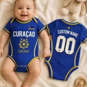 Curacao Baby Bodysuit, Personalized Soccer Onesie, Custom Name Number Baby Outfit, Newborn Fan Gift FYK