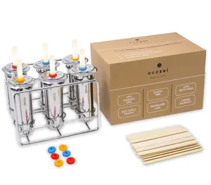 Ecozoi Stainless Steel Popsicle Molds with Sticks, Round & Reusable, Bamboo, Ice Cream Bars